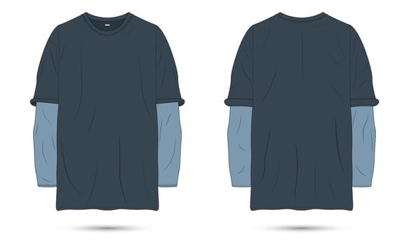 Mockup casual t-shirt for young people front and back view vector