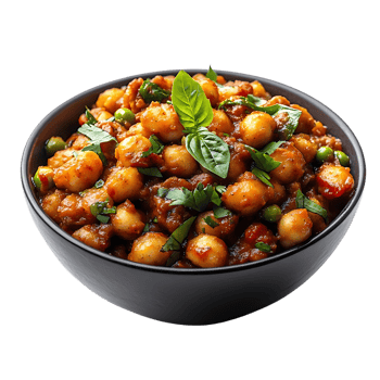 Delicious Chickpea Curry with Peas and Herbs, Served in a Bowl with a Transparent Background png