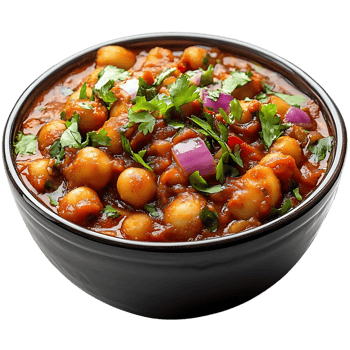 Chickpea Curry with Onion and Parsley, Delicious and Spicy, Served in a Bowl, Transparent Background png