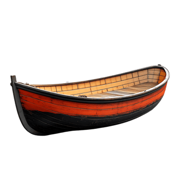 Red and Black Wooden Boat with Transparent Background png