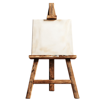 Blank Canvas on Wooden Easel with Transparent Background, Ready for Your Artistic Masterpiece png