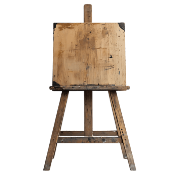 Vintage Wooden Easel with Transparent Background for Creative Display and Artistic Expression png