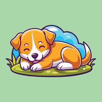 Adorable Cartoon Illustration of a Sweetly Slumbering Dog vector