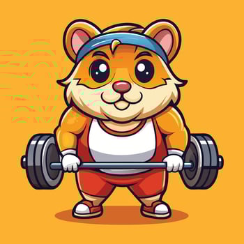 Adorable Hamster in a Colorful Gym Icon Illustration vector