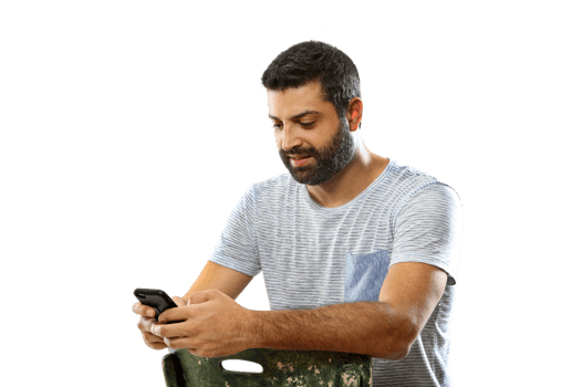 young brazilian model with beard and tshirt on neutral background png