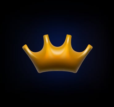 Isolated 3d gold crown on the dark background. Award symbol vector