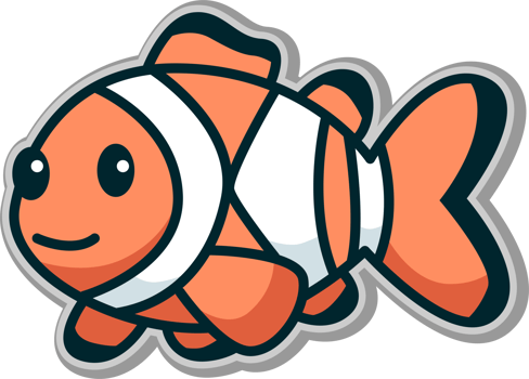 Clown fish icon in flat style isolated on white background png