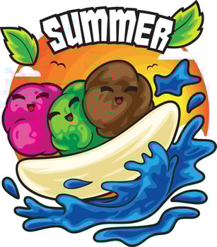 Banana Ice Cream Summer Illustration vector