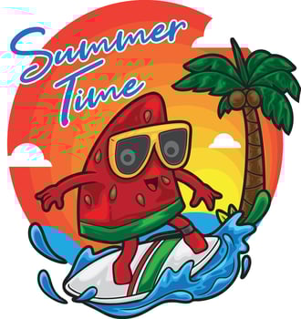 Watermelon Surfing Summer Illustration vector