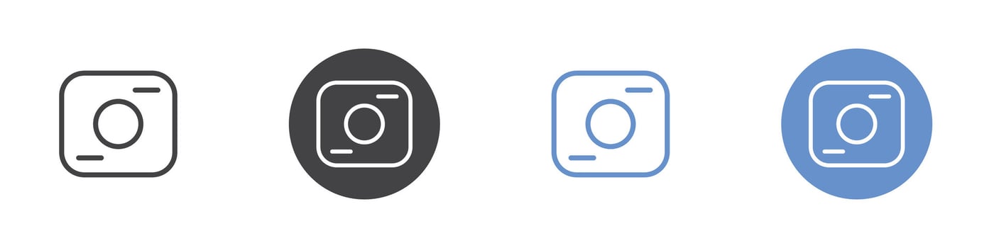 Camera icon Flat set in black and white color vector