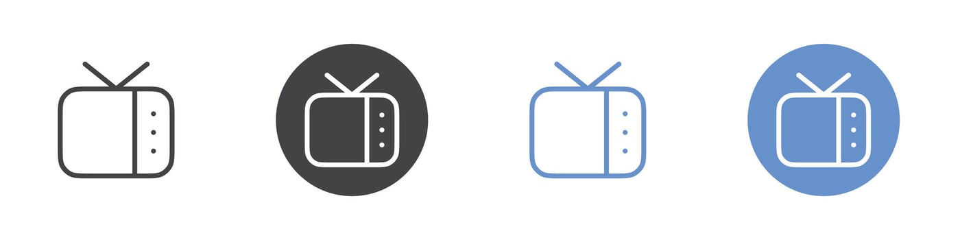 TV icon Flat set in black and white color vector