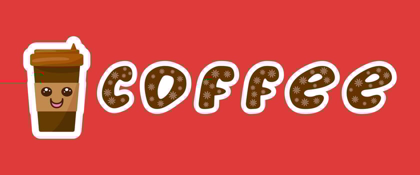 A poster with the inscription coffee and a picture of a coffee cup, on a red background vector
