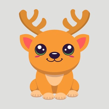 Cute deer animal cartoon illustration design vector