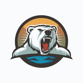 polar bear roar design logo illustration vector