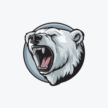 polar bear roar design illustration logo on circle background vector