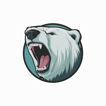 polar bear design illustration logo on circle background vector