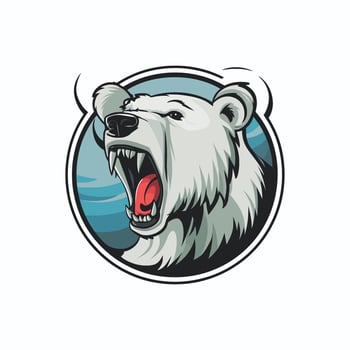 polar bear head illustration logo in circle design vector