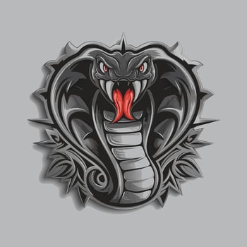 snake cobra design illustration on silver background vector