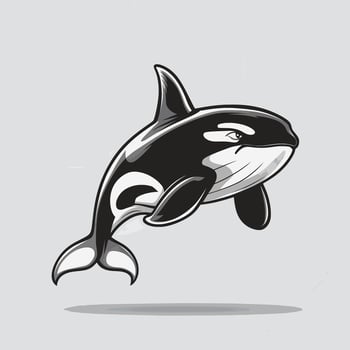 Orca whale design logo illustration on silver background vector