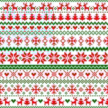 christmas seamless pattern with reindeer and snowflakes vector
