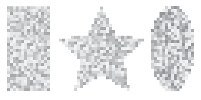 Pixelated censorship signs in neutral tones, available in ovals, rectangles and stars. Perfect for sensitive content coverage in editorial, social media, and content. vector