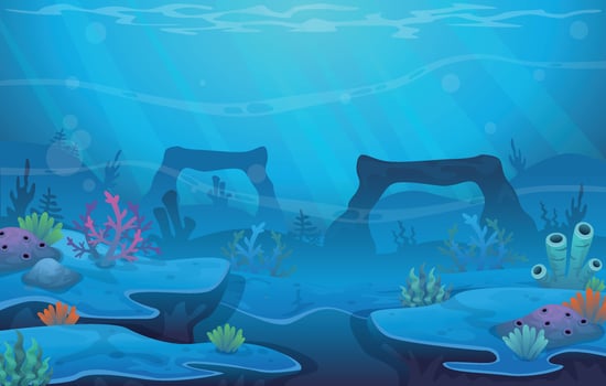 Under Water Sea Landscape Game Background vector