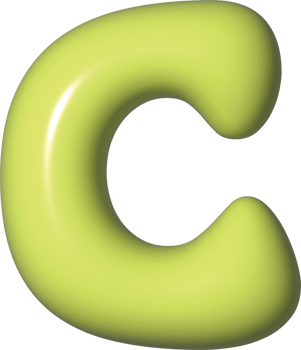 Alphabet Letter C Green 3D Glossy Bubble Balloon png