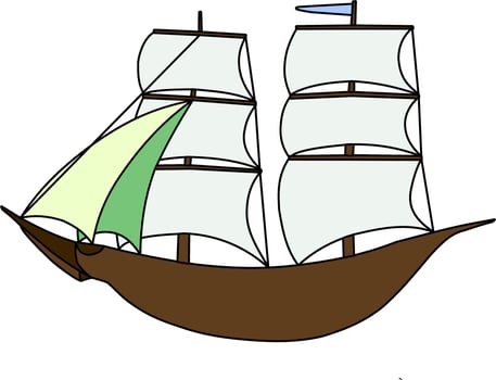 Classic Sailing Ship with Twin Masts vector