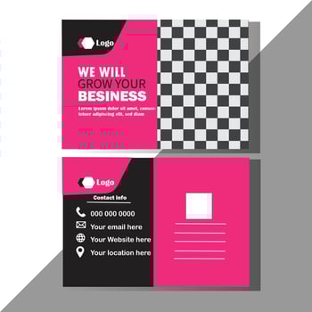 Postcard pink and black Design Template. vector