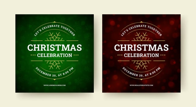 Christmas music party event celebration social media post design template set illustration vector