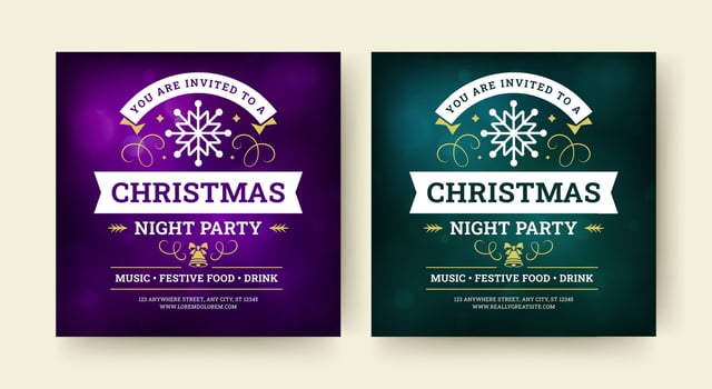 Christmas celebration festive music party social media post design template set illustration vector