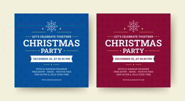 Christmas celebration festive party social media post design template set flat vector