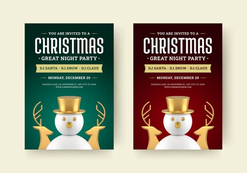 Christmas music night party modern luxury flyer design template set realistic illustration vector