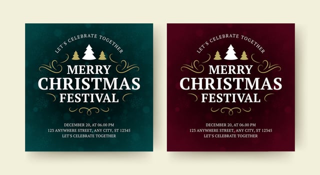 Merry Christmas music party festival social media post design template set illustration vector