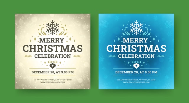 Merry Christmas music party celebration social media post design template set illustration vector