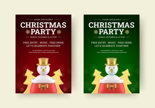 Christmas music party festival event flyer design template set realistic illustration vector