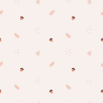 Untitled-2A simple, cozy,autumn pattern in a minimalist forest,acorns, leaves and graphic elements pattern in a Scandinavian style. vector