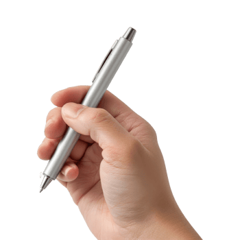 Hand Holding Silver Pen png
