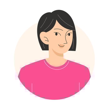 User icon of a young Asian woman with short black hair in a flat style vector