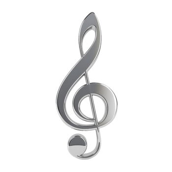 Silver Treble Clef Music Note Symbol png