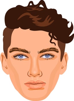 Handsome young man with trendy hairstyle. Detailed avatar of blue eyed male. vector