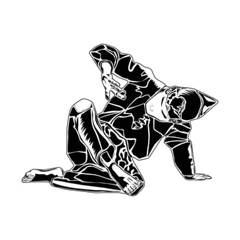 lower parry stance in pencak silat martial arts vector