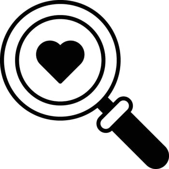 heart is magnified in a Black and white circle vector