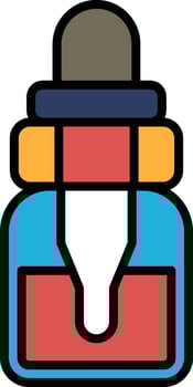 blue bottle with a red top and a red and yellow stripe vector