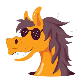 Funny horse glasses sticker in flat style vector