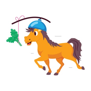 Cartoon style sticker of horse food vector
