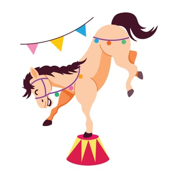 Comic style sticker of circus horse balancing vector
