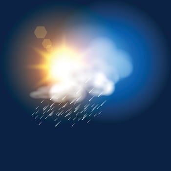 a cloud is raining that has the sun shining on it vector