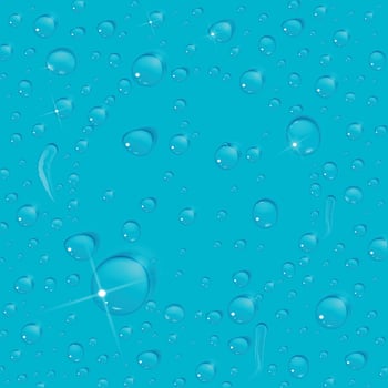 a blue background with water drops on it vector