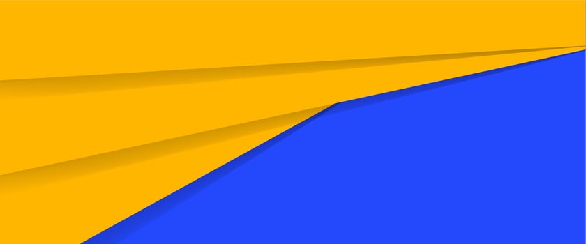 A blue and yellow paper airplane on a blue background vector